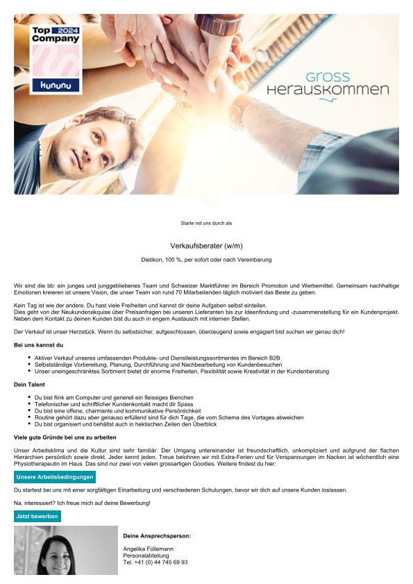 Job Inserat Preview